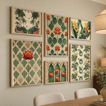 Traditional  Art Prints with Frame for Living Room Bedroom Home and Office Wall Decor Set of 6