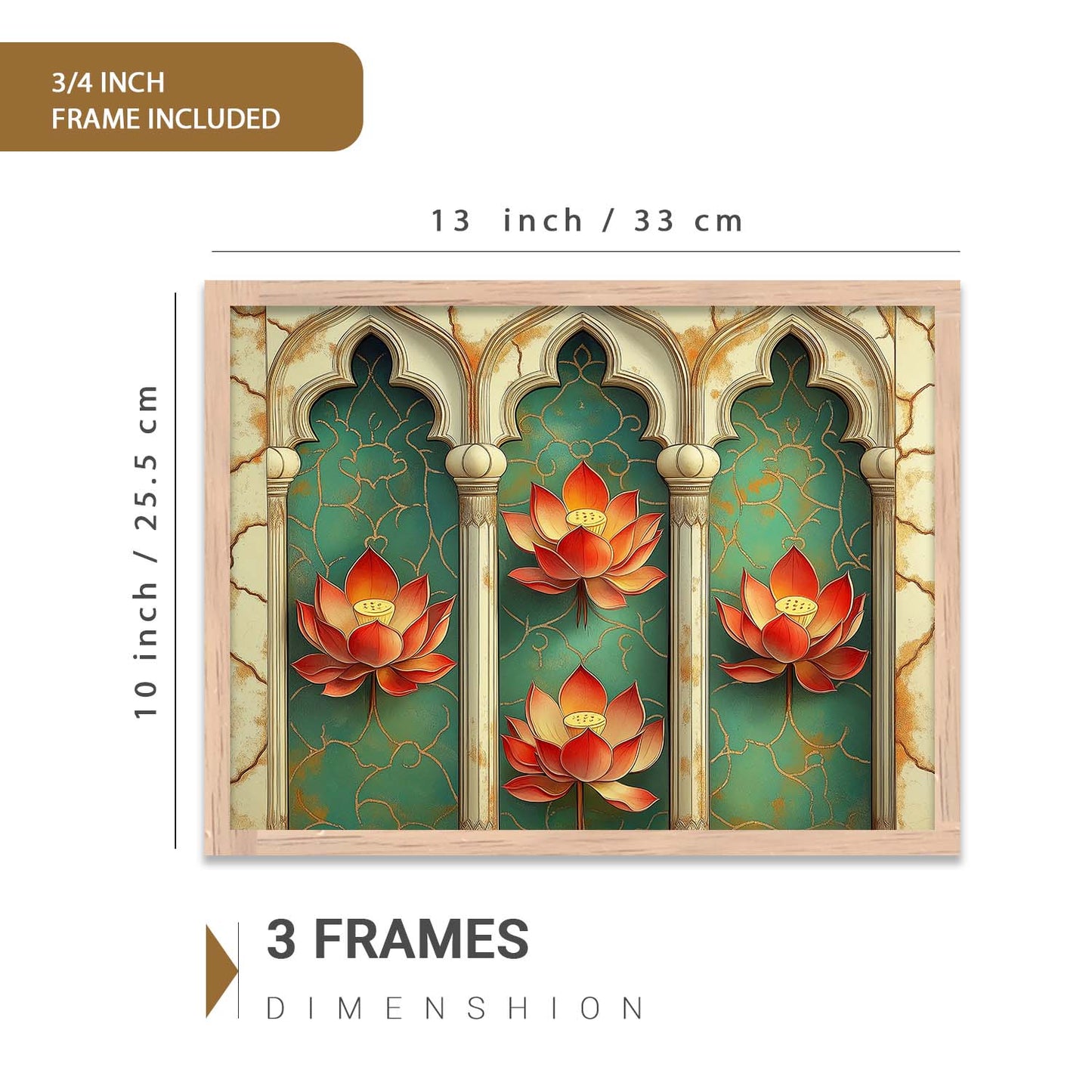 Traditional  Art Prints with Frame for Living Room Bedroom Home and Office Wall Decor Set of 6