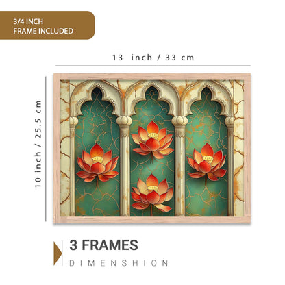 Traditional  Art Prints with Frame for Living Room Bedroom Home and Office Wall Decor Set of 6