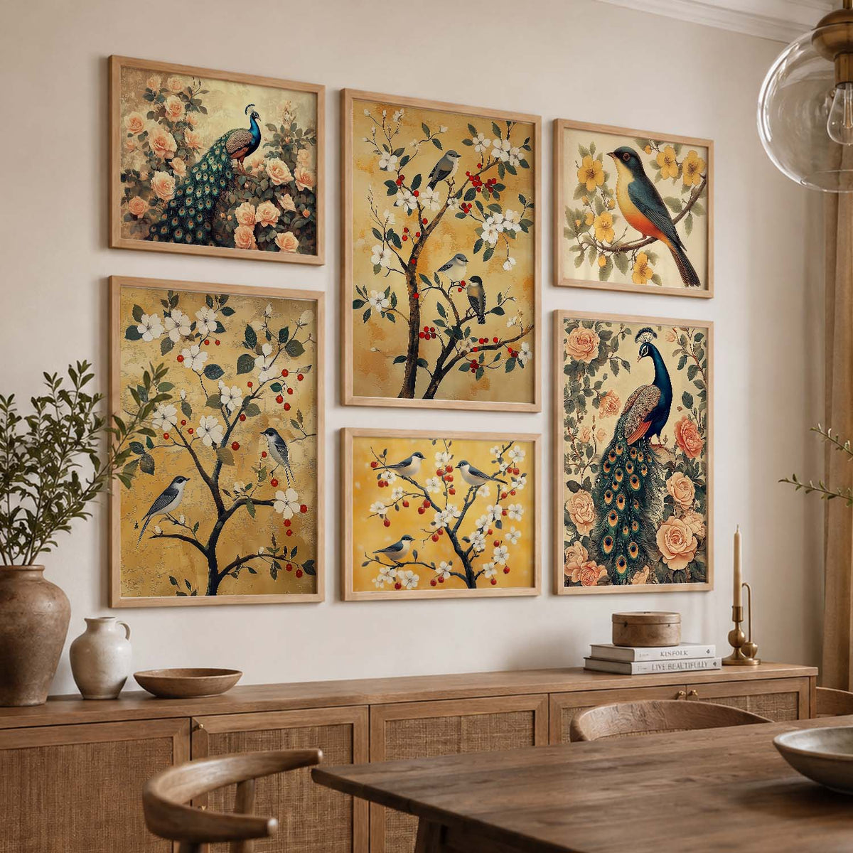 Traditional Art Prints with Frame for Living Room Bedroom Home and Office Wall Decor Set of 6