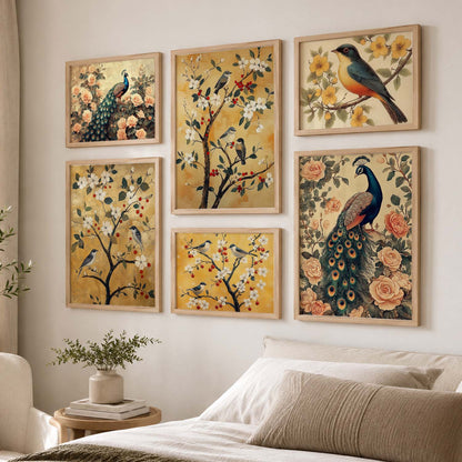 Traditional Art Prints with Frame for Living Room Bedroom Home and Office Wall Decor Set of 6