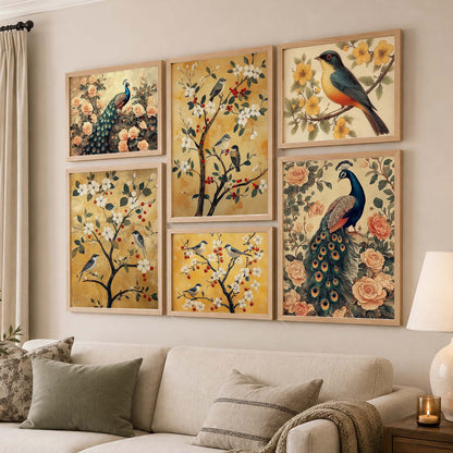 Traditional Art Prints with Frame for Living Room Bedroom Home and Office Wall Decor Set of 6