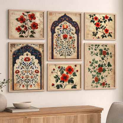 Floral Art Prints with Frame for Living Room Bedroom Home and Office Wall Decor Set of 6