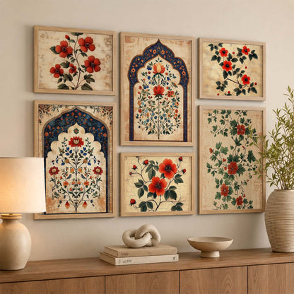 Floral Art Prints with Frame for Living Room Bedroom Home and Office Wall Decor Set of 6