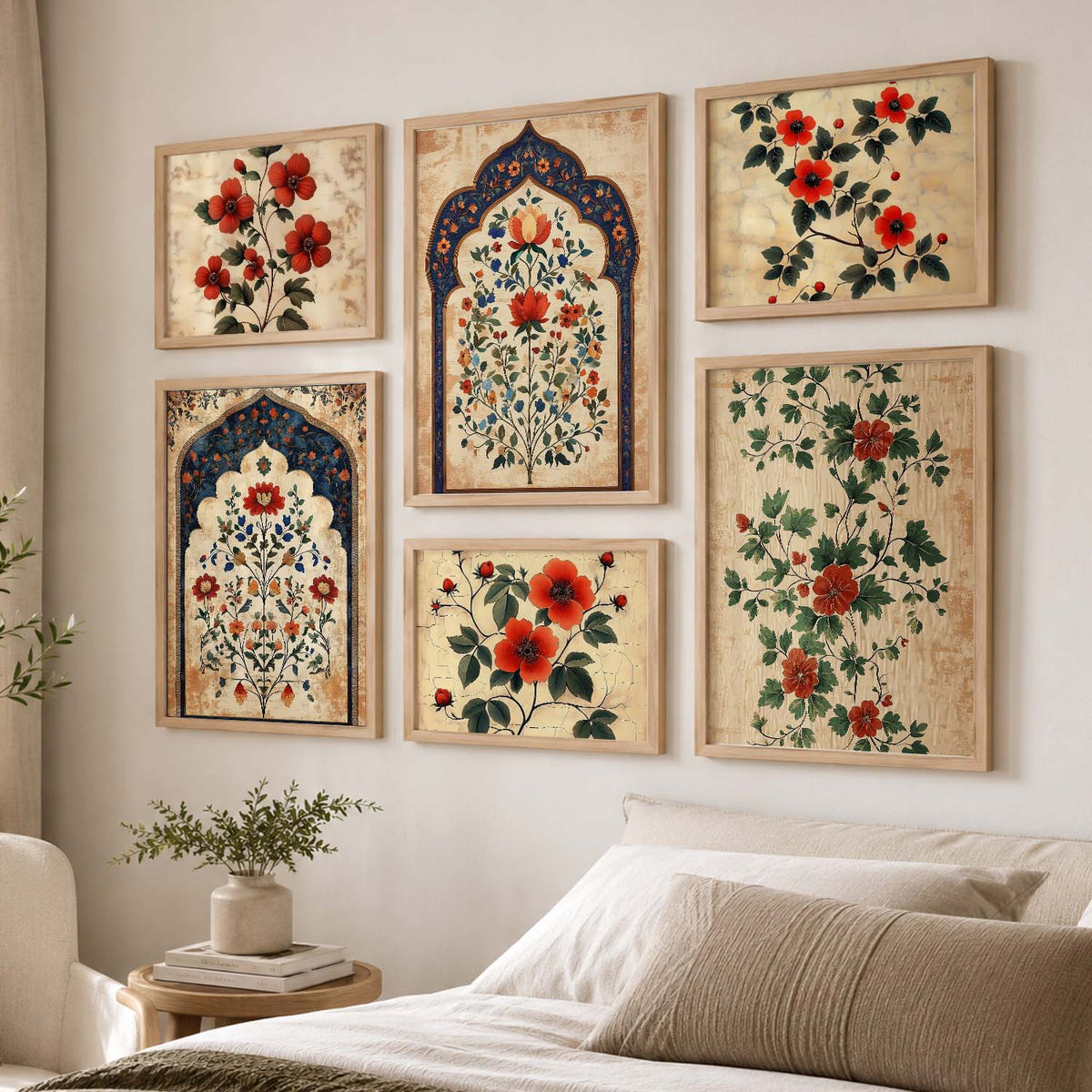 Floral Art Prints with Frame for Living Room Bedroom Home and Office Wall Decor Set of 6