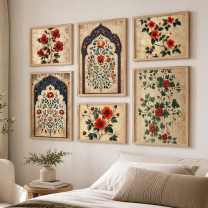 Floral Art Prints with Frame for Living Room Bedroom Home and Office Wall Decor Set of 6