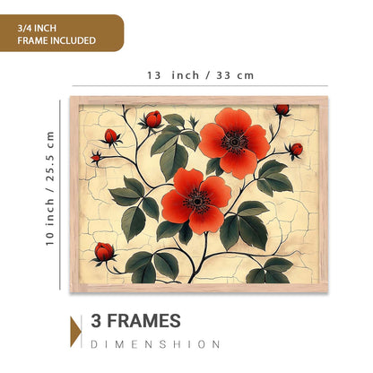 Floral Art Prints with Frame for Living Room Bedroom Home and Office Wall Decor Set of 6