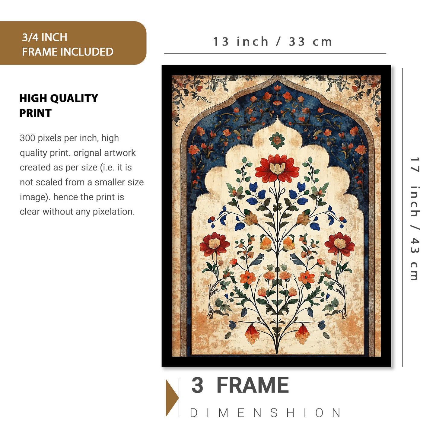 Floral Art Prints with Frame for Living Room Bedroom Home and Office Wall Decor Set of 6