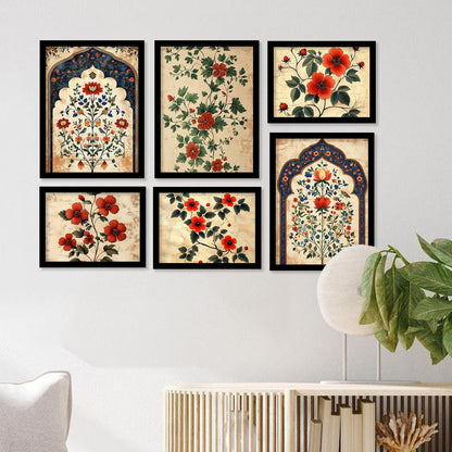 Floral Art Prints with Frame for Living Room Bedroom Home and Office Wall Decor Set of 6