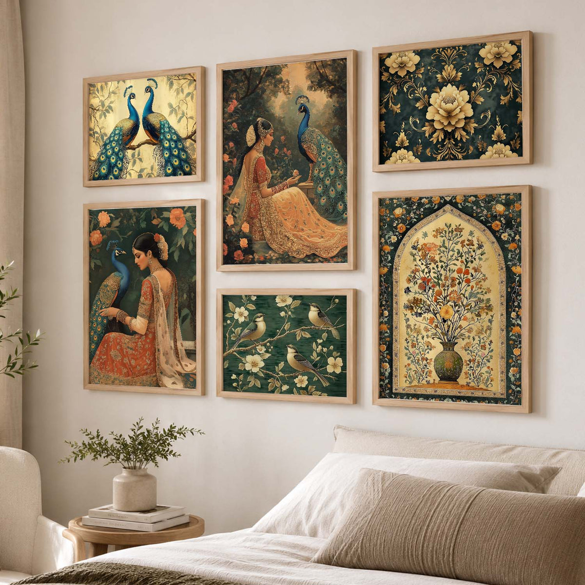 Madhubani Art Prints with Frame for Living Room Bedroom Home and Office Wall Decor Set of 6