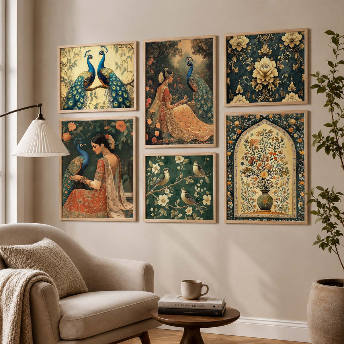 Madhubani Art Prints with Frame for Living Room Bedroom Home and Office Wall Decor Set of 6