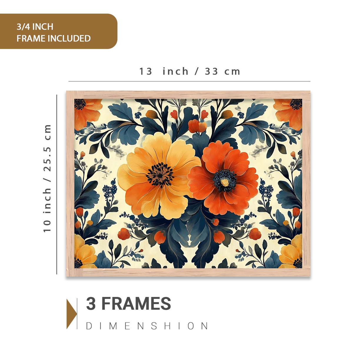 Traditional Art Prints with Frame for Living Room Bedroom Home and Office Wall Decor Set of 6