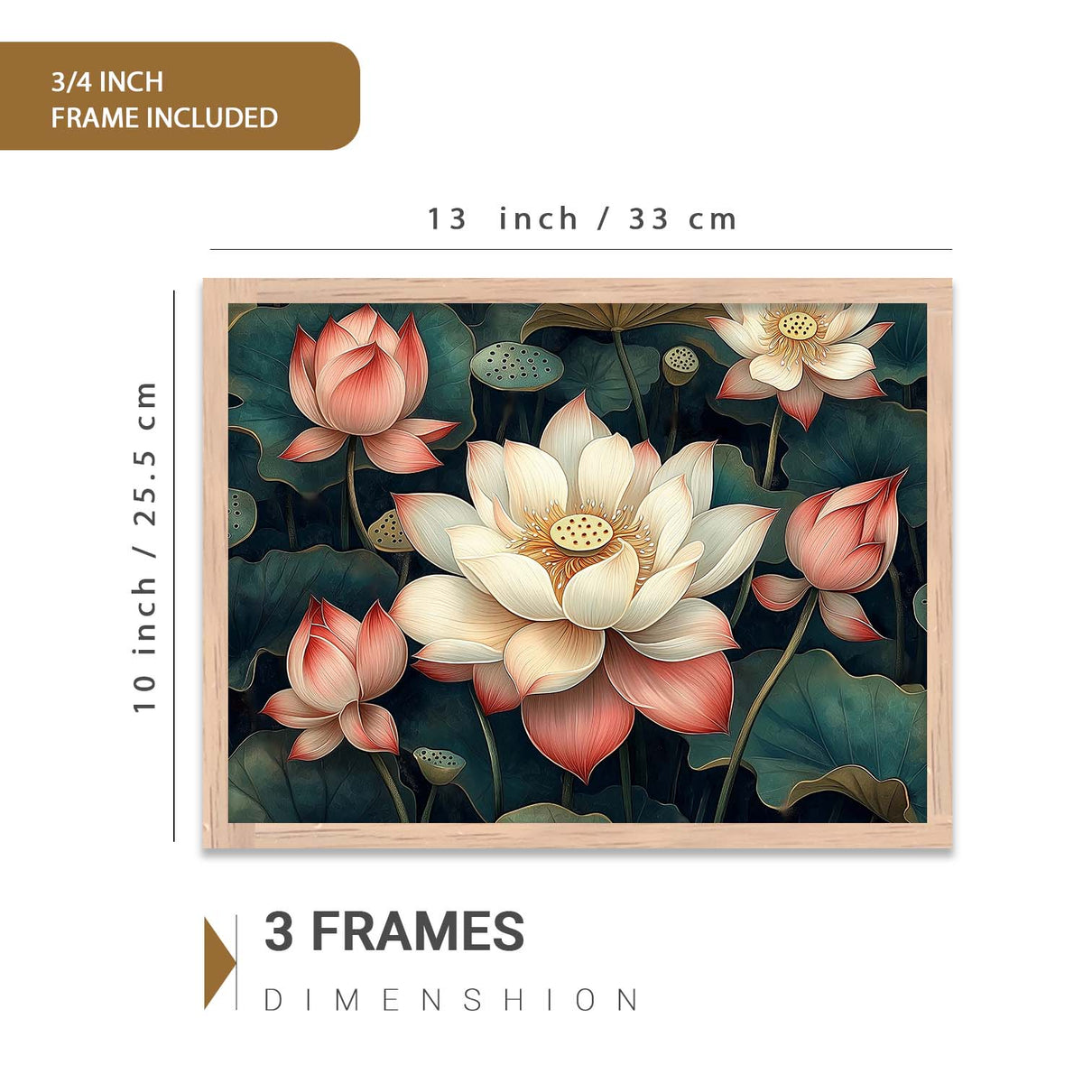 Floral Art Prints with Frame for Living Room Bedroom Home and Office Wall Decor Set of 6