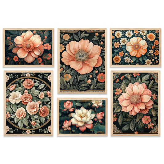 Floral Art Prints with Frame for Living Room Bedroom Home and Office Wall Decor Set of 6