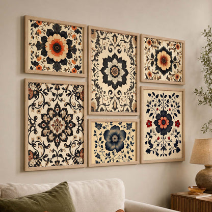 Traditional Art Prints with Frame for Living Room Bedroom Home and Office Wall Decor Set of 6