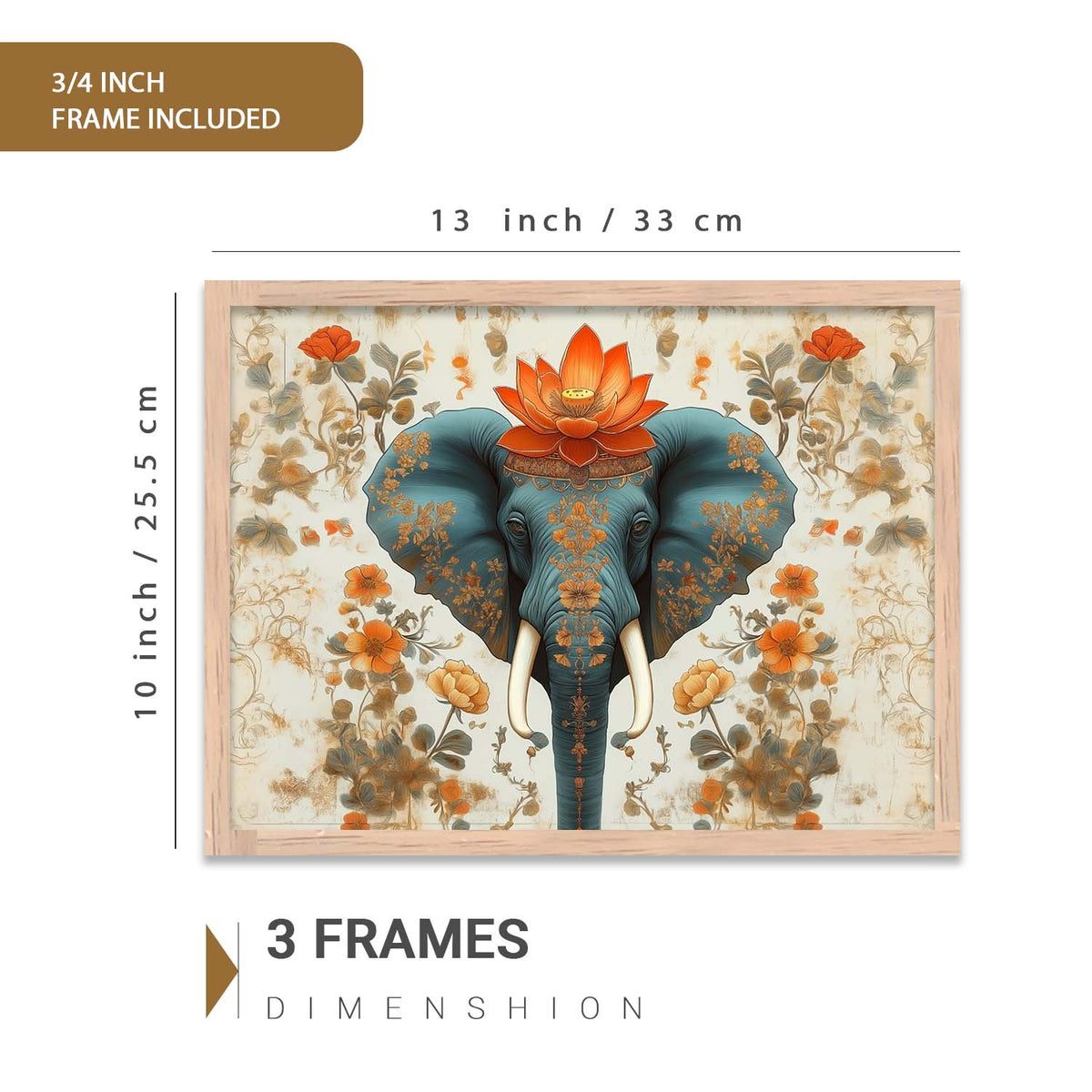 Traditional Art Prints with Frame for Living Room Bedroom Home and Office Wall Decor Set of 6