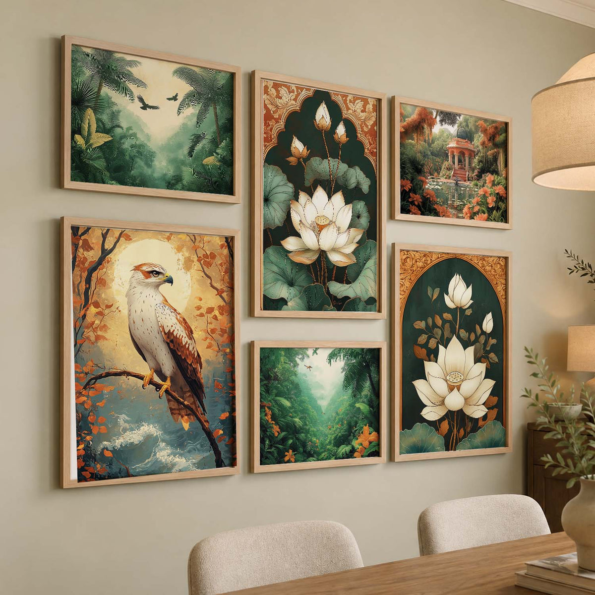 Nature  Art Prints with Frame for Living Room Bedroom Home and Office Wall Decor Set of 6