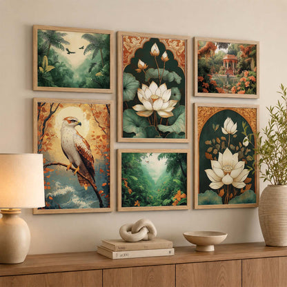 Nature  Art Prints with Frame for Living Room Bedroom Home and Office Wall Decor Set of 6