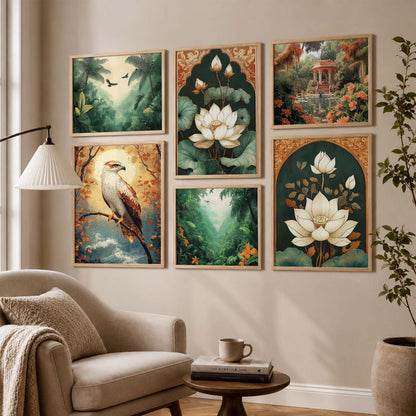 Nature  Art Prints with Frame for Living Room Bedroom Home and Office Wall Decor Set of 6