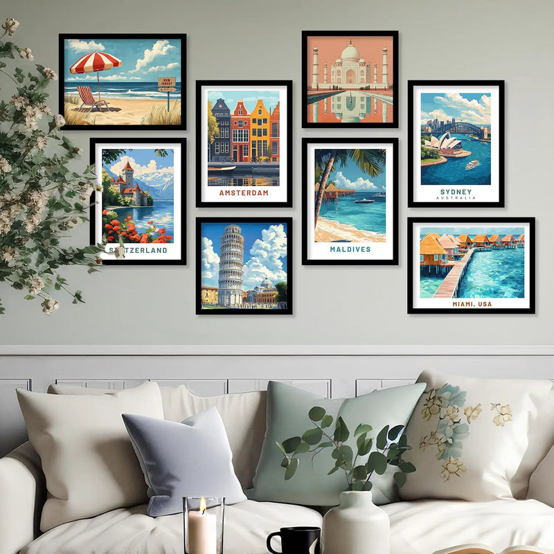 City View Art  Wall  Décor Framed Prints for Bedroom Living Room
