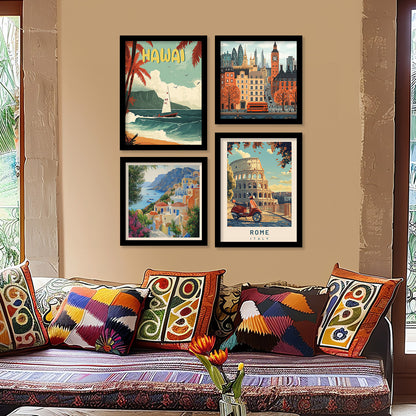 City View Art Print with Frame for Living Room Bedroom Office Wall Decor