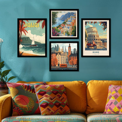 City View Art Print with Frame for Living Room Bedroom Office Wall Decor