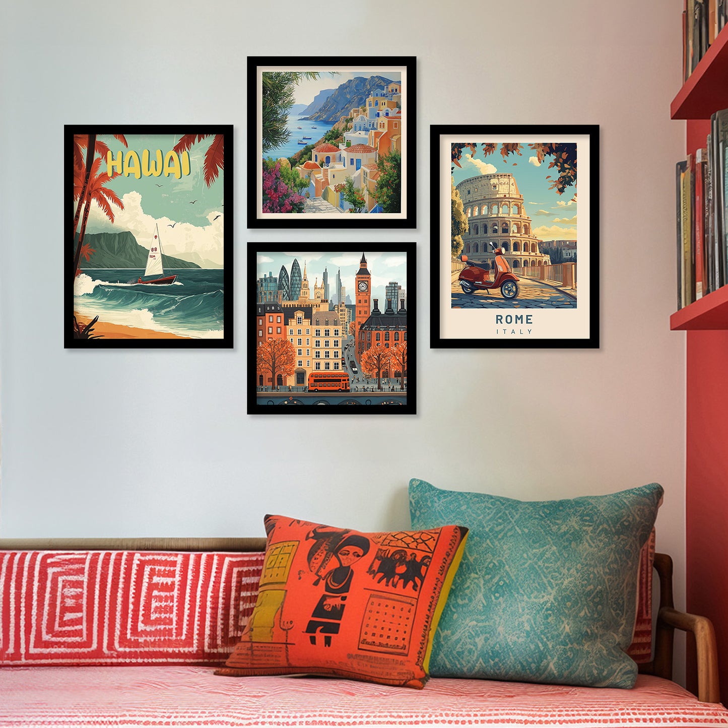 City View Art Print with Frame for Living Room Bedroom Office Wall Decor