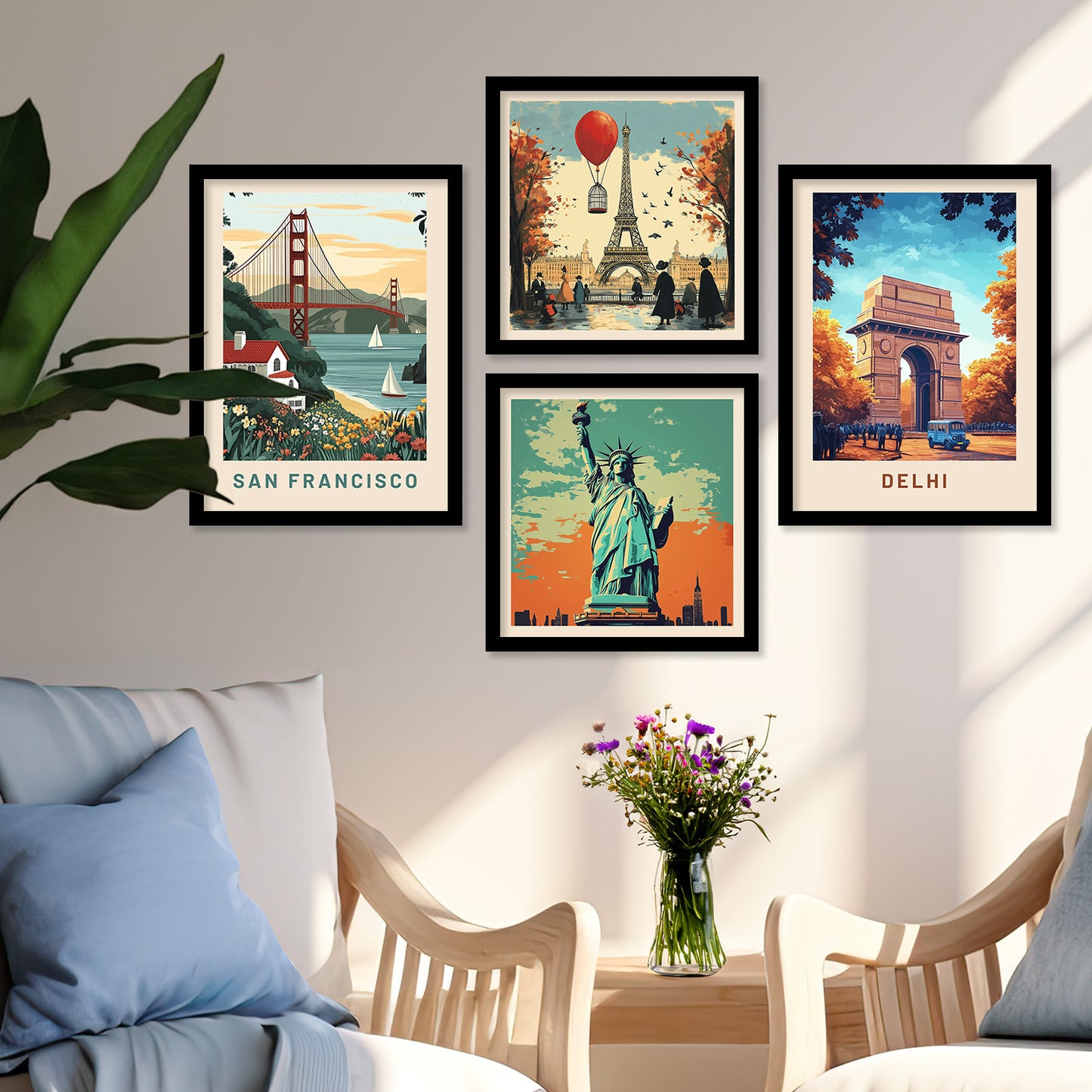 City view  Art Print with Frame for Living Room Bedroom Office Wall Decor