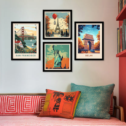 City view  Art Print with Frame for Living Room Bedroom Office Wall Decor