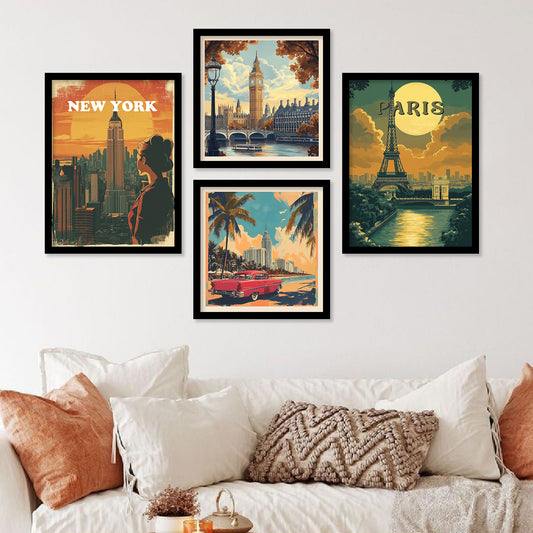 City view Art Print with Frame for Living Room Bedroom Office Wall Decor