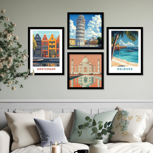 City view  Art Print with Frame for Living Room Bedroom Office Wall Decor