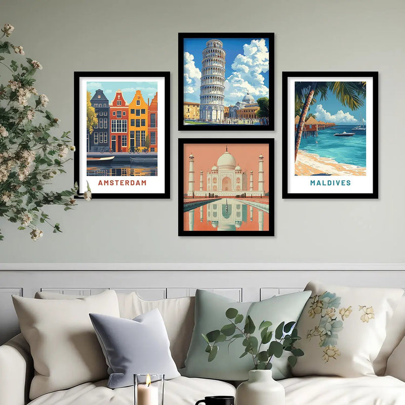 City view  Art Print with Frame for Living Room Bedroom Office Wall Decor