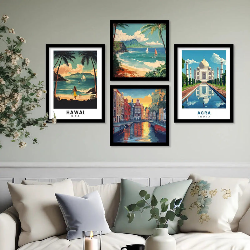 City view  Art Print with Frame for Living Room Bedroom Office Wall Decor