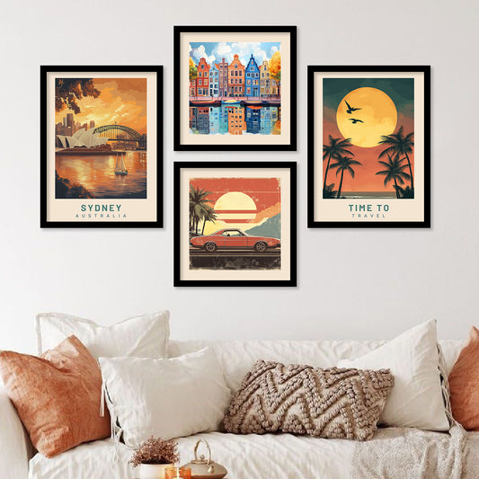 City view Art Print with Frame for Living Room Bedroom Office Wall Decor