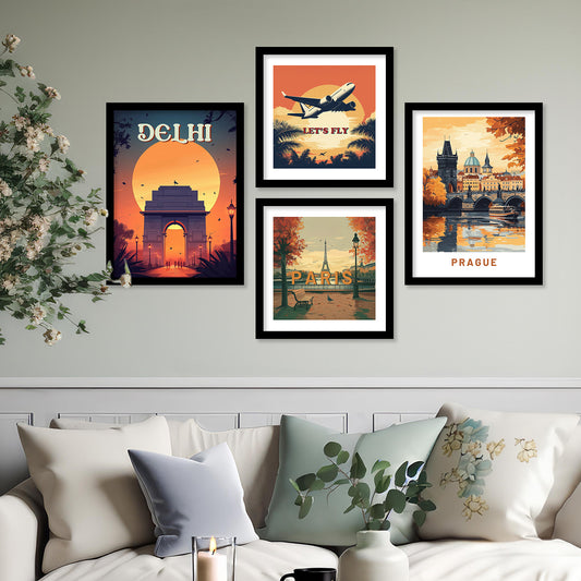 City view  Art Print with Frame for Living Room Bedroom Office Wall Decor