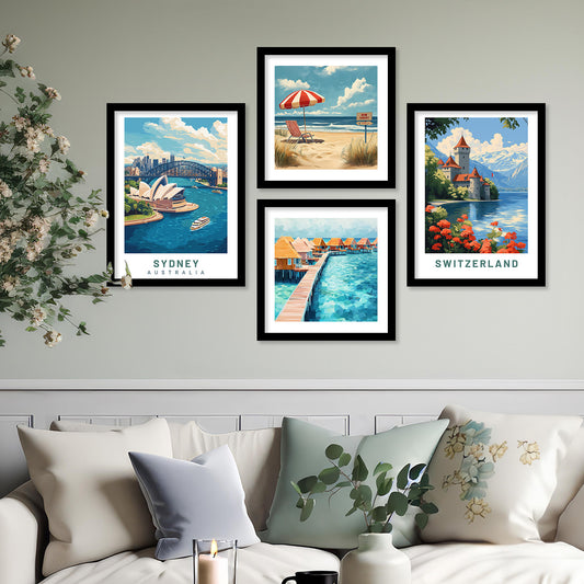 City view Art Print with Frame for Living Room Bedroom Office Wall Decor