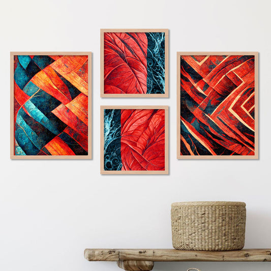 Vibrant Modern Art Framed Painting Combo for Home Living Room Office Wall Decor-Kotart