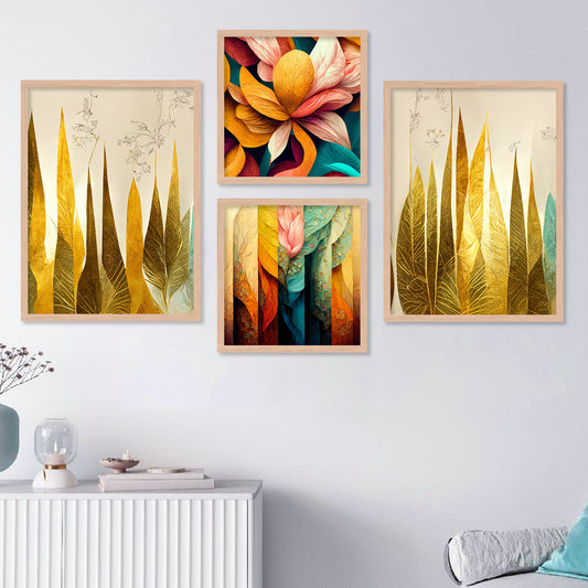 Vibrant Colors Abstract / Modern Art Framed Painting Combo for Home Living Room Office Wall Decor-Kotart