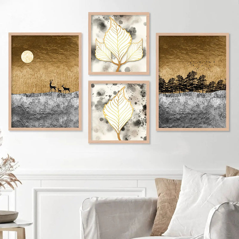 Abstract / Modern Art Framed Painting Combo for Home Living Room Office Wall Decor-Kotart