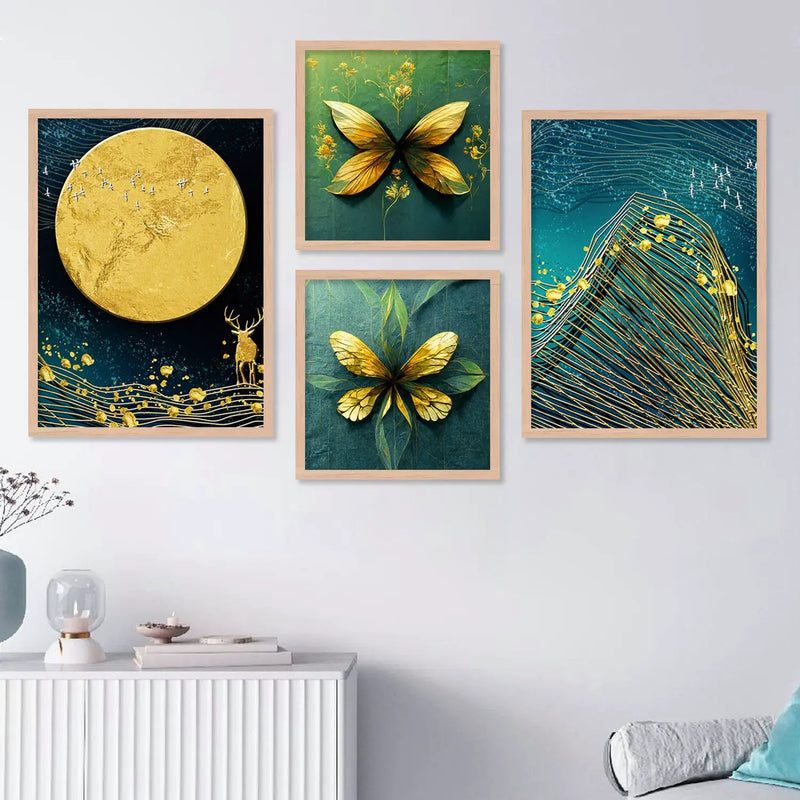 Abstract / Modern Art Framed Painting Combo for Home Living Room Office Wall Decor-Kotart