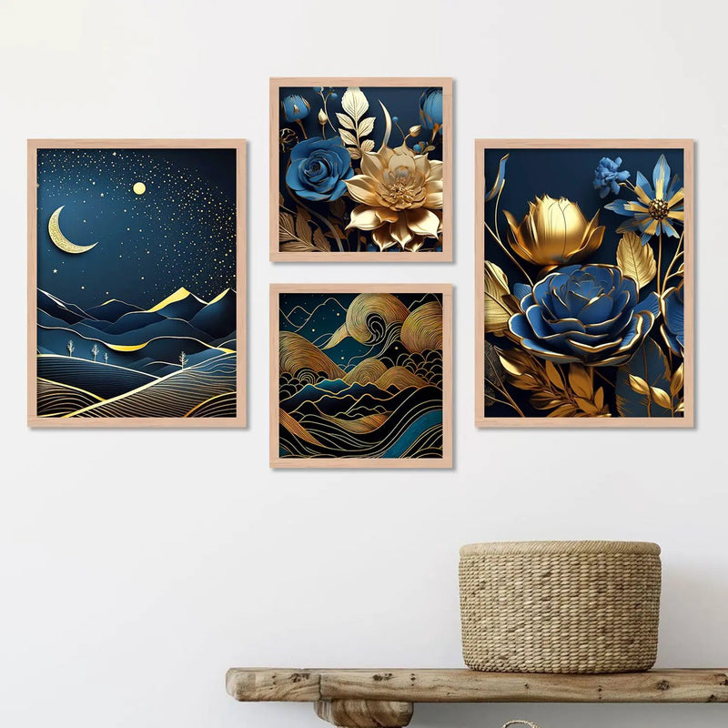 Aesthetics Modern Floral Art Painting with Frame for Living Room Bedroom Office Wall Decor-Kotart