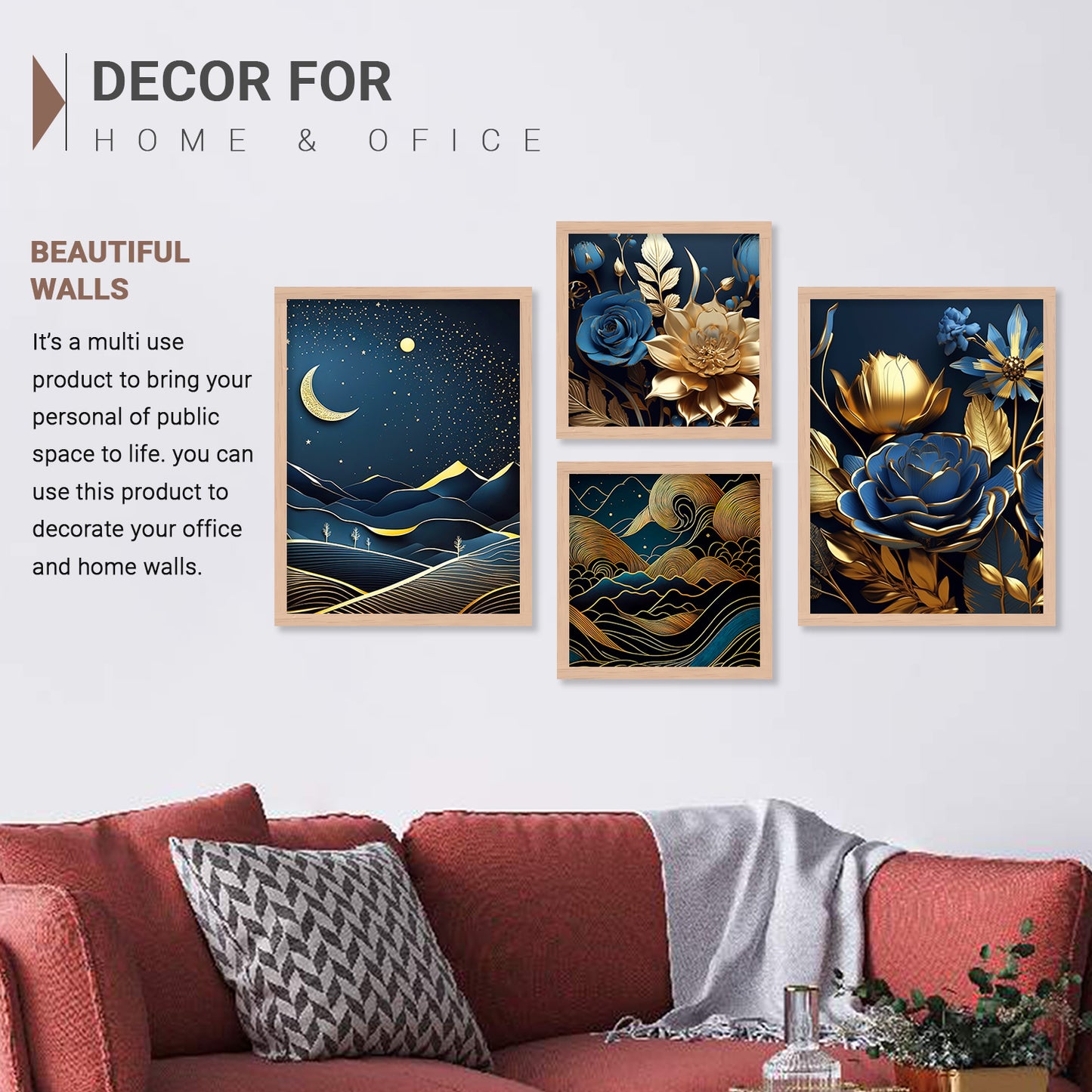 Aesthetics Modern Floral Art Painting with Frame for Living Room Bedroom Office Wall Decor-Kotart