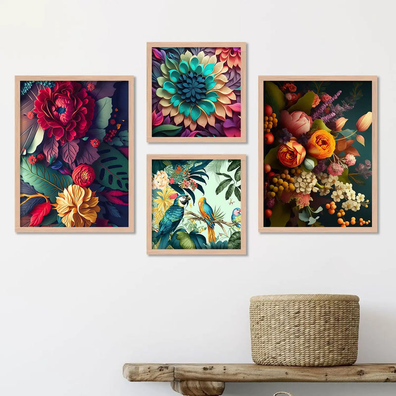 Aesthetics Modern Floral Art Painting with Frame for Living Room Bedroom Office Wall Decor-Kotart