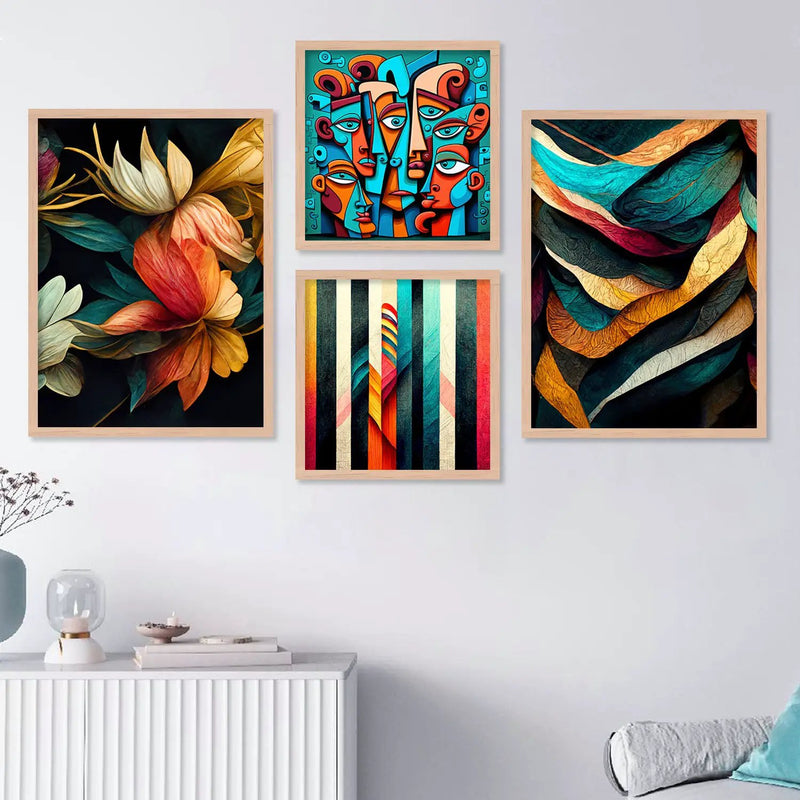 Vibrant Modern Art Painting with Frame for Living Room Bedroom Office Wall Decor-Kotart