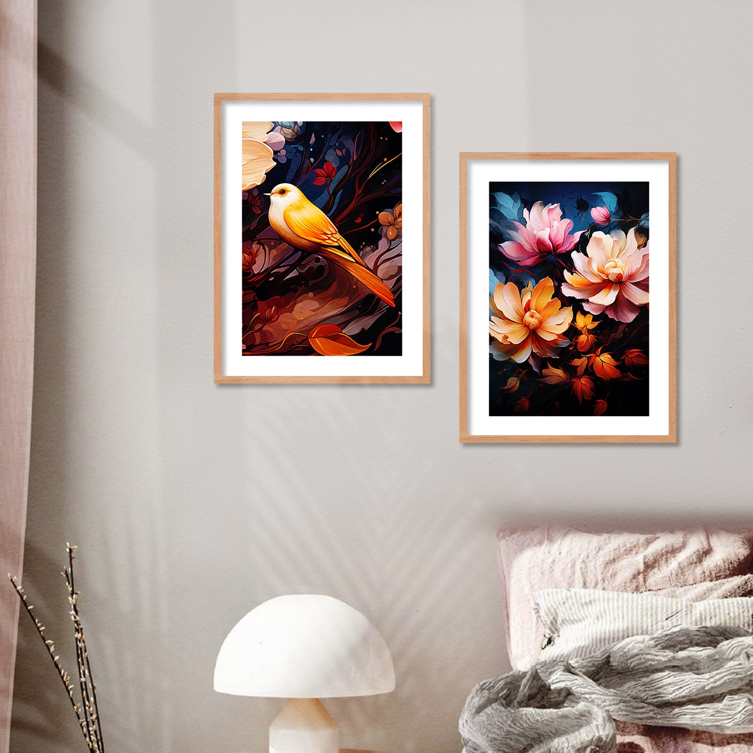 Nature-Inspired Bird and Flowers Painting for Your Gallery Wall-Kotart