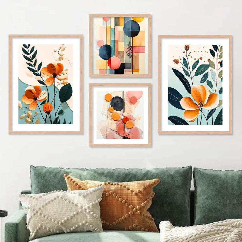 Blooms of Vibrance: Floral Painting Combo for Your Gallery Wall-Kotart