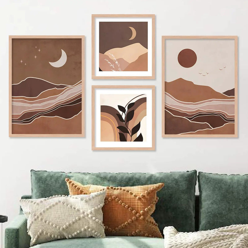 Boho Gallery Wall Magic: Framed Painting Combo for Unique Expression-Kotart