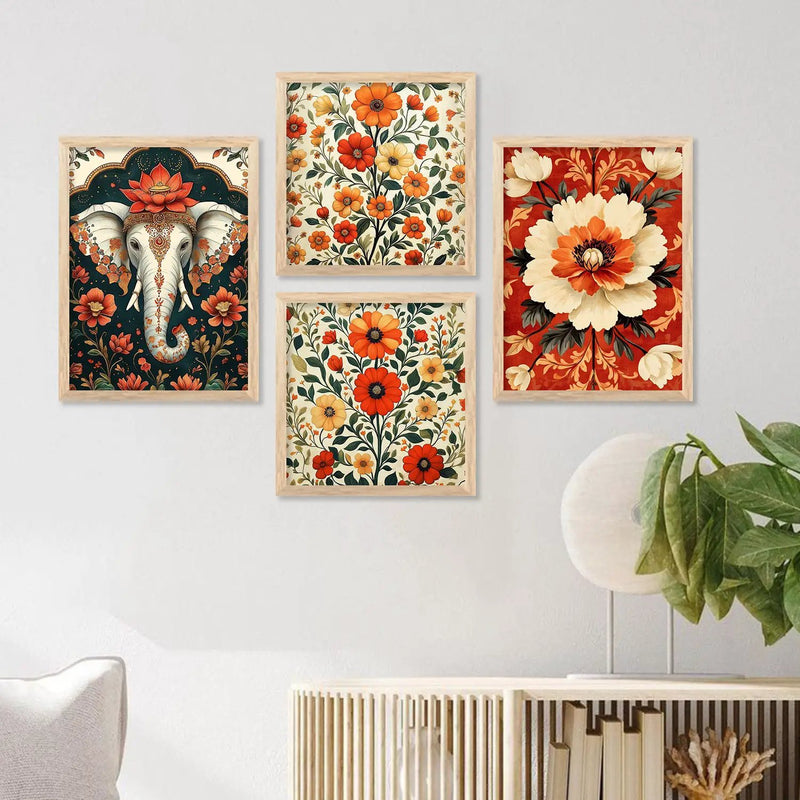 Traditional Art Print with Frame for Living Room Bedroom Office Wall Decor