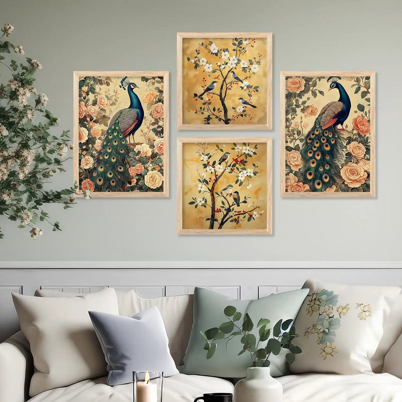 Traditional Art Print with Frame for Living Room Bedroom Office Wall Decor