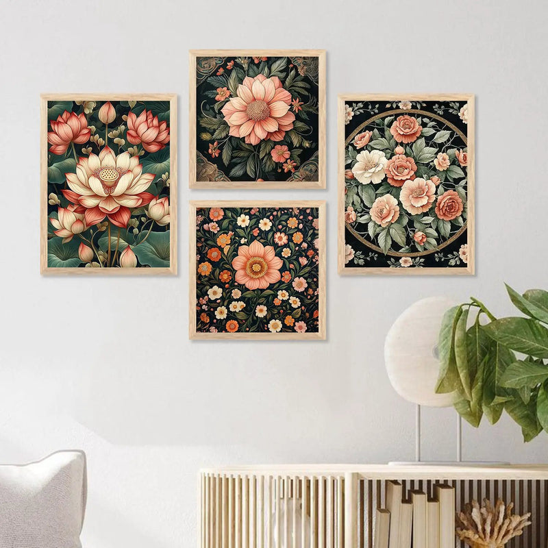 Floral  Art  Print with Frame for Living Room Bedroom Office Wall Decor